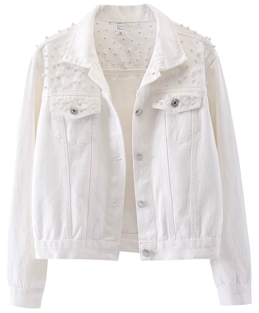 K Cowboy Jacket, Women's Plus Size Women's Clothing, Studded Diamond Coat, Pearl Bead Jacket, Loose Fit_mkmklike.com