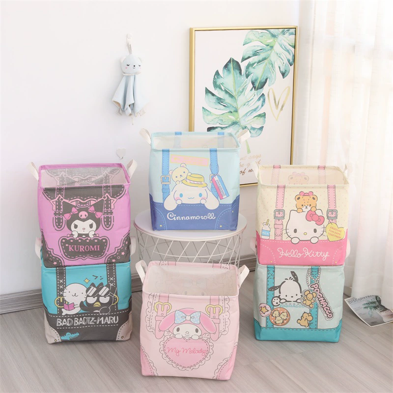 Japanese foldable square storage basket, capacious cloth, laundry basket, handheld toy, storage system