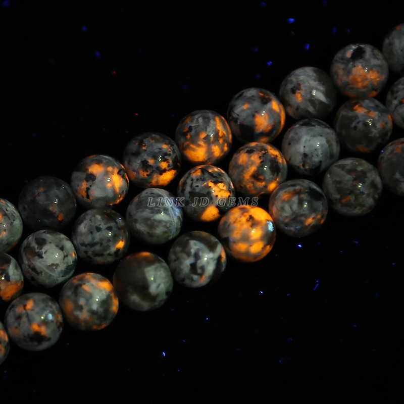 义乌批发 天然火焰石圆珠散珠 萤光手链diy饰品配件珠子厂家直供
