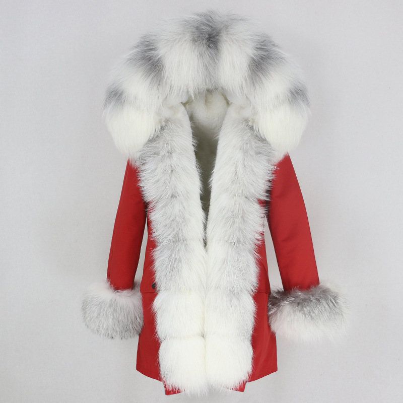 Damenbekleidung Winterparka für Damen mit abnehmbarem Fuchspelzkragenfutter Modischer warmer Damenmantel mittlerer Länge_voghion.com