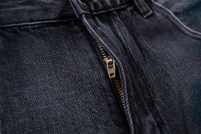 Men's Distressed Straight Leg Jeans Artistic Street Style Black Gray Oil Painting Pattern Casual Normcore mid Waist Zipper Fly_mkmklike.com