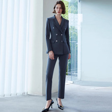 AD秋装女款2024年新款套装时尚羊毛西服外套气质双排扣职业装正装