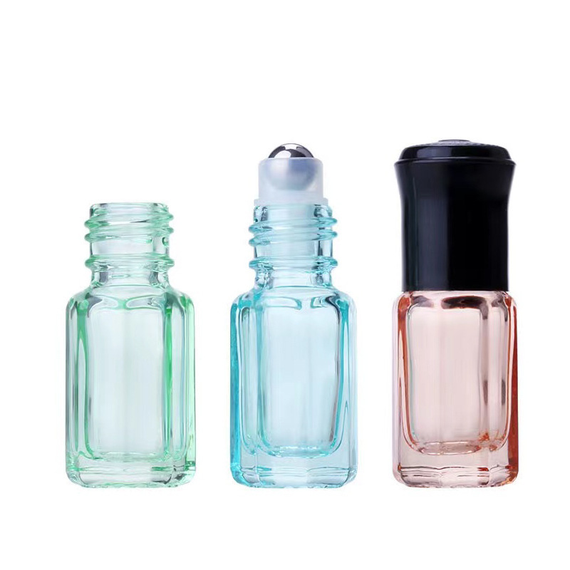 卸売り3ml 6ml 10ml八角ボール瓶のカラーガラス香水瓶の精油瓶のボールを分けて瓶を詰めます。|undefined