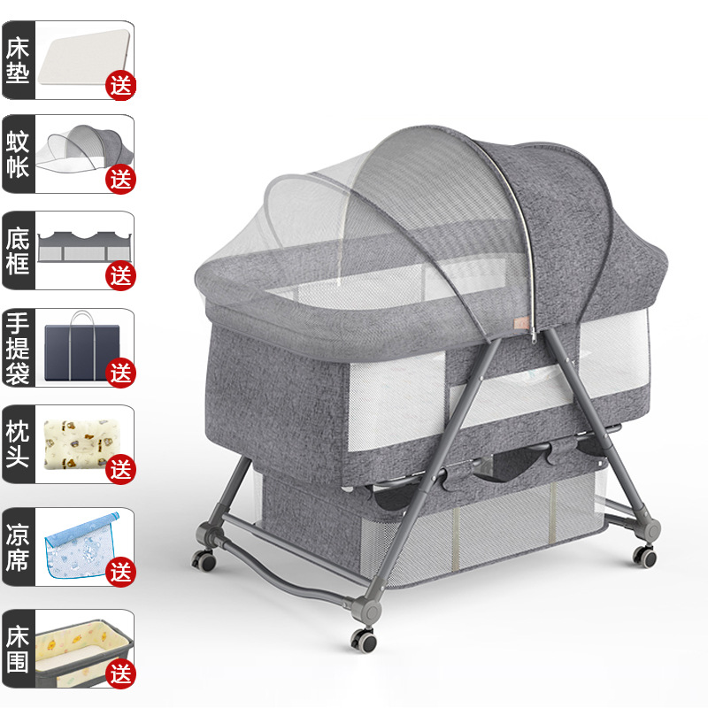 Cuna portátil plegable Cuna Cama con rodillo móvil cama de bebé BB dormir recién nacido cama de empalme
