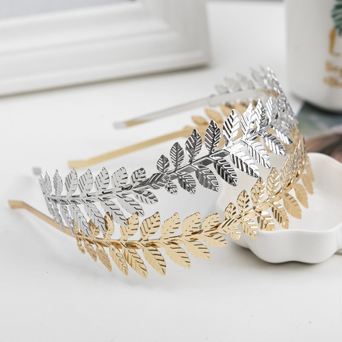 Korean style temperament alloy leaf headband women's fashionable design European and American popular headband hair accessories cross-border jewelry wholesale