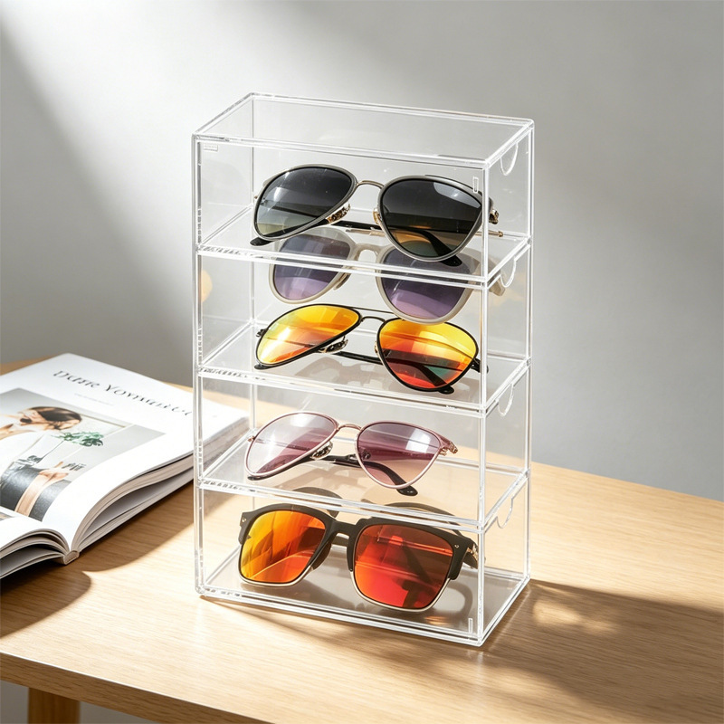Acrylic Glasses Case Desktop Multi-Layer Sunglasses Display Box Dust-Proof Drawer-Type Display Storage Box Custom-Made Acrylic Glasses Case Desktop Multi-Layer Sunglasses Display Box Dust-Proof Drawer-Type Display Storage Box Custom-Made