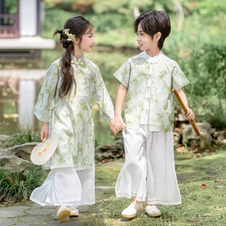 儿童汉服2026新款女童古装中式套装男童国风唐装小学生朗诵演出服