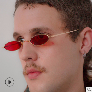 潮流歐美金屬小框太陽鏡 復古橢圓框太陽眼鏡 時尚海洋片外貿墨鏡