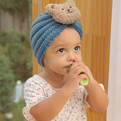 European and American Winter New Children's Warm Knitted Hat Cute Baby Bear Head Cover Hat Infant Knitted Hat