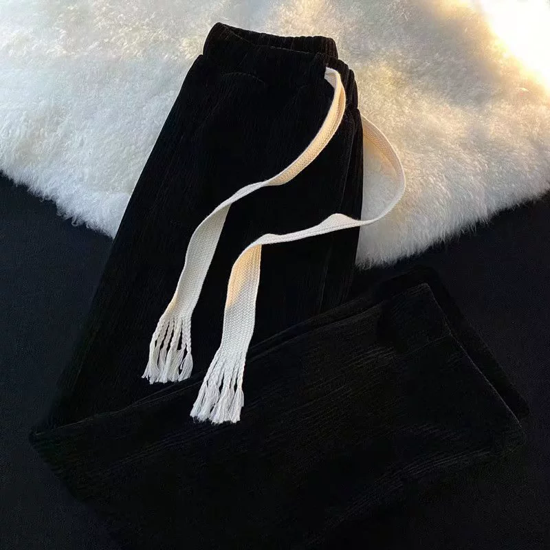 Куртюровые весенние брюки, oversize, свободный прямой посадки