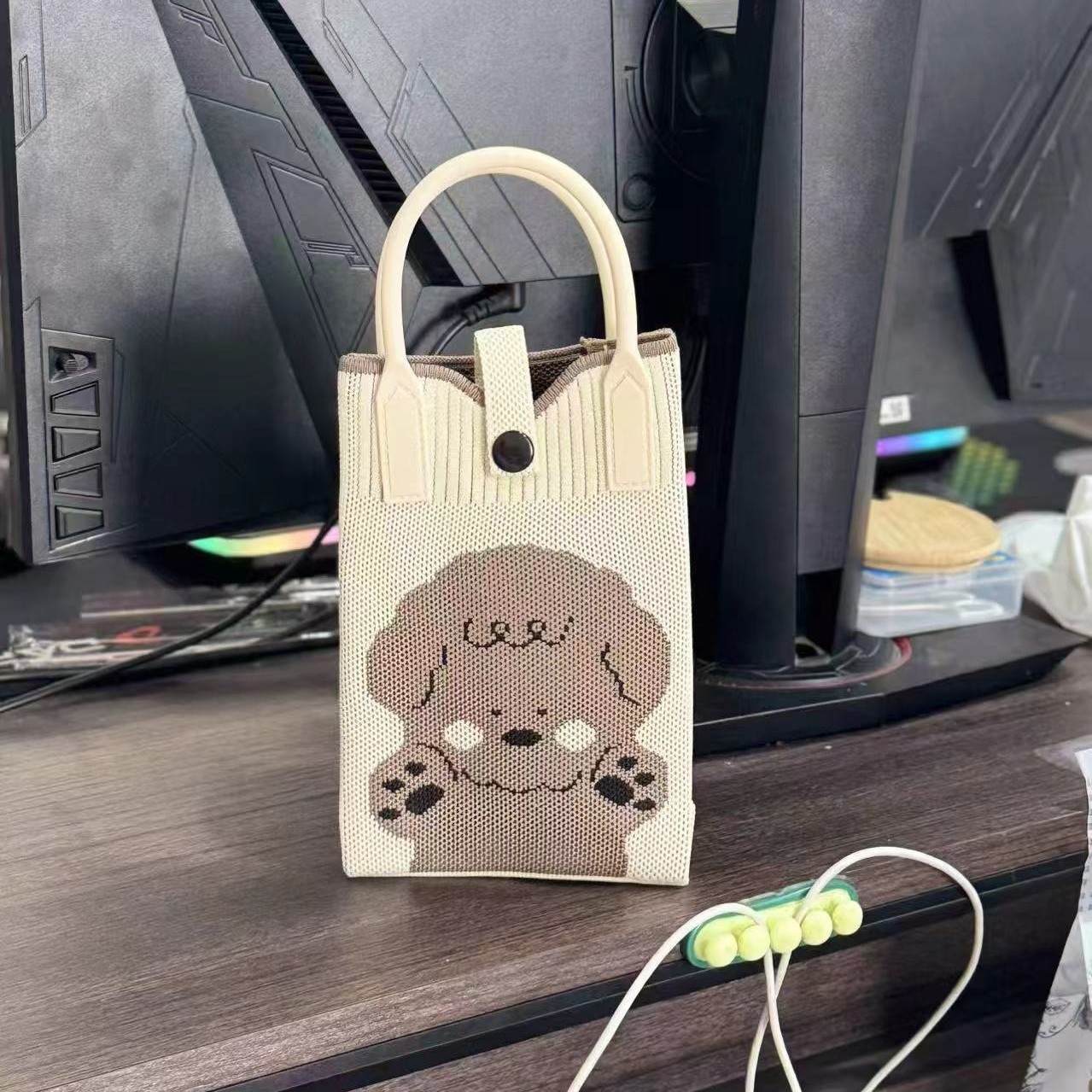 2026 nuevo bolso de tejido de dopamina para teléfonos móviles caricatura lindo bolso de mochila de estudiantes universal bolso de mano lindo