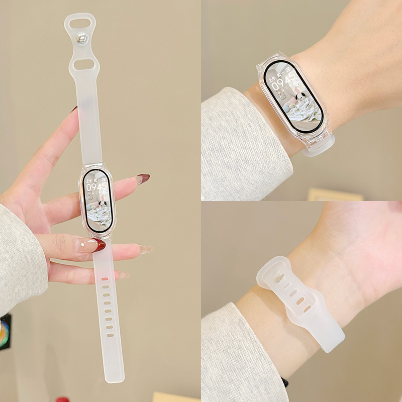 适用小米手环8/7腕带9新款冰川透明果冻色硅胶表带6/5/4/3智能运