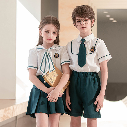 Summer uniform set for kindergarten children, new style, British style, collective class uniform for primary school students, boys and girls, children's day photo dress