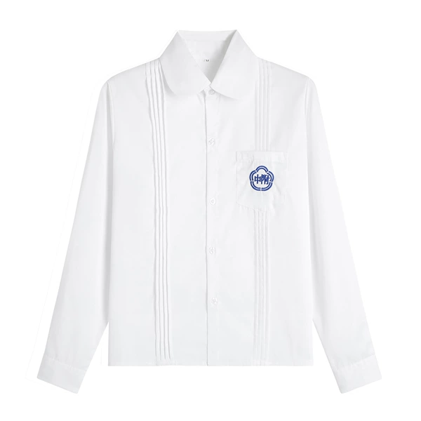 Girls' white long sleeve shirt