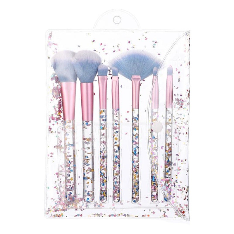 Nuevo 7 transparente estrellado lentejuelas cristal arenas movedizas manejar maquillaje cepillo traje ojo sombra de ojos cepillo fabricante
