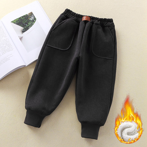  [cashmere lamb] Children's winter velvet thick casual pants for men and girls corduroy pants for children warm winter