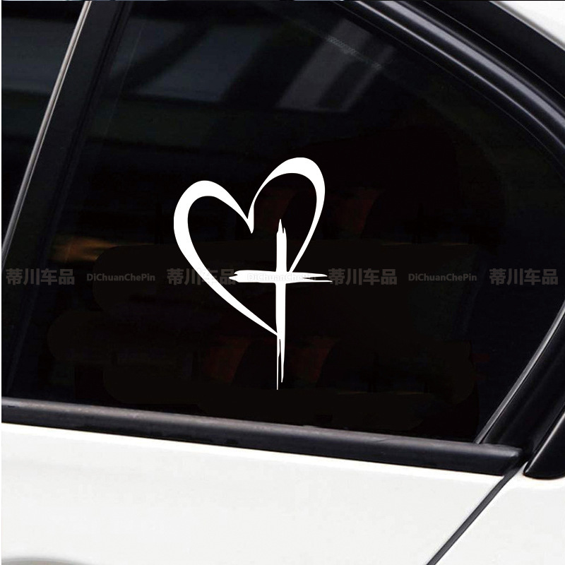 Cross-border foreign trade car stickers love cross creative rear glass decoration stickers rear bumper stickers waterproof