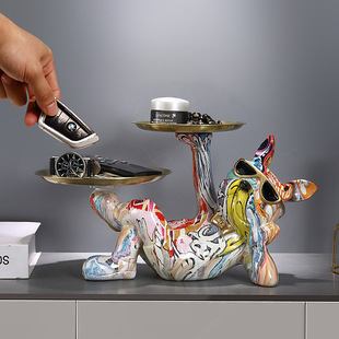 French Dog Key Storage Xuan Color Fashion Decoration Tray Home Living Room Housewarming Shoe Cabinet Decoration