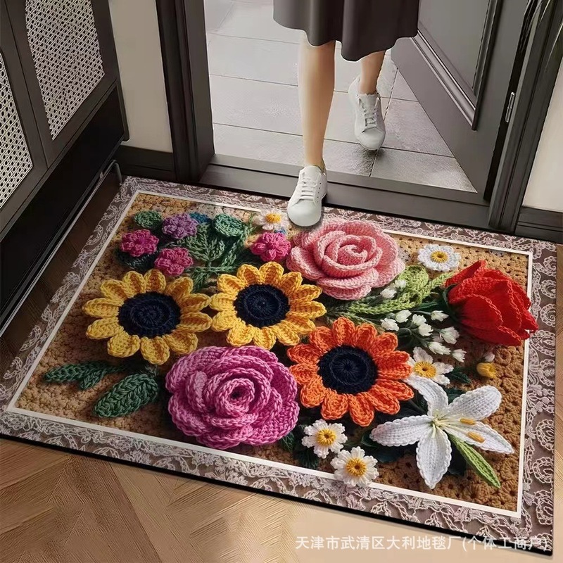 新型3d立体花珪藻泥じゅうたん異形花卉吸水速乾性フロアマット汚れ耐摩耗性フロアマット|undefined