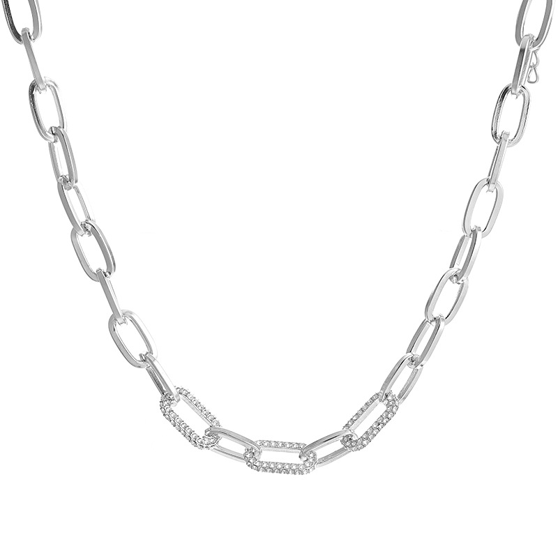 new personality punk fashion rhinestone necklace Cuban chain clavicle chain necklace