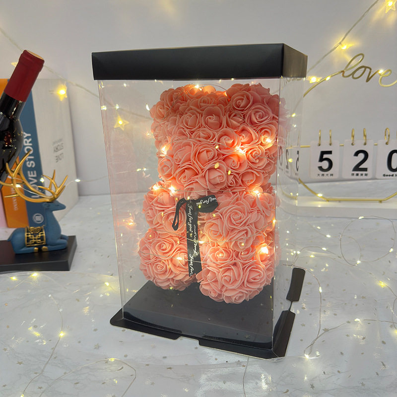 Flor inmortal rosa oso 520 Día de San Valentín regalos del día de la madre regalos de cumpleaños de novia simulación de flores de espuma creativas