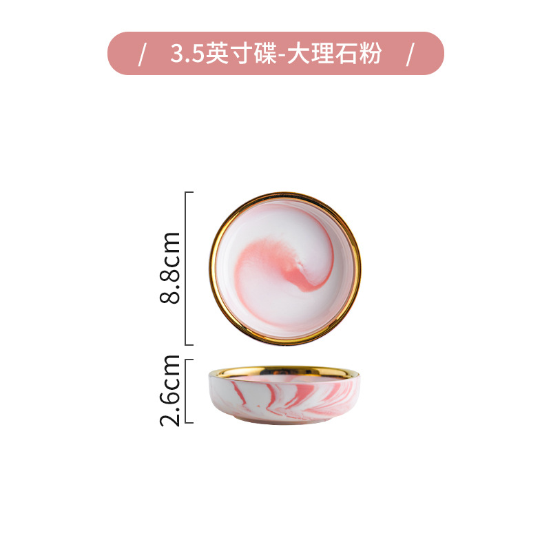 Tazón y plato traje hogar nórdico mármol cerámica personalizada creativa tazón y placa combinación luz lujo oro borde vajilla