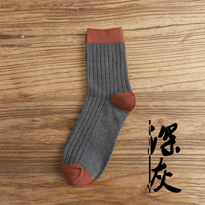 Socks, men's mid length, seasonal Instagram, trendy and versatile men's solid color cotton socks, odor proof and sweat absorbing long socks, Japanese men's socks