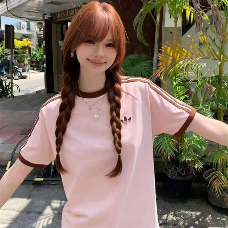 Clover Basic Round Neck Short-Sleeved T-Shirt, Unisex, Fashionable, Casual, Trendy, Loose-Fitting Pure Cotton Top