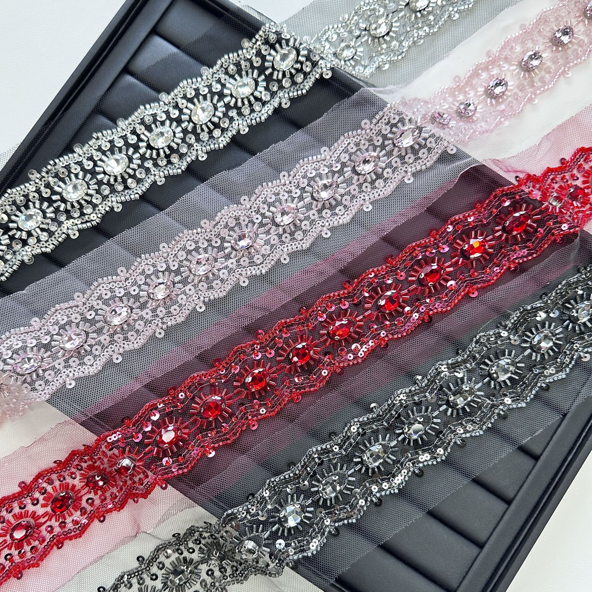 Perla pesada diamante diy mano clavado encaje cinta accesorios vestido suéter pijama decoración