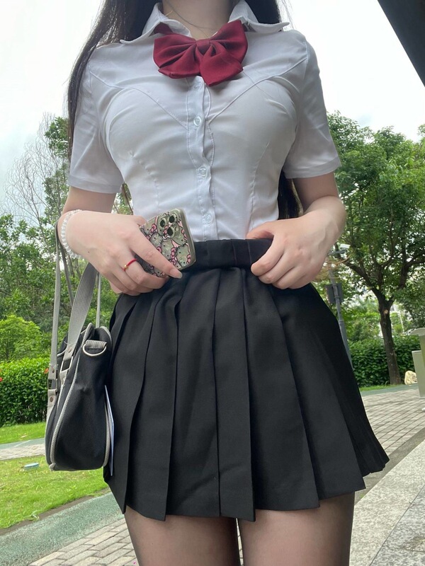 jk制服纯欲辣妹收腰衬衫女春秋学院风白色衬衣修身显瘦打底上衣|undefined
