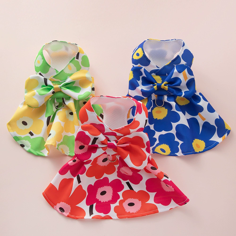 Трансграничный 2023 Новая юбка с цветком для домашних животных Нагрудная спина Маленькая средняя и большая собака Кошка Собака Тяговый нагрудный ремень