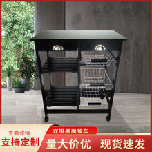 厂家供应厨房办公室户外便携可折叠手推车餐车铁篮置物架