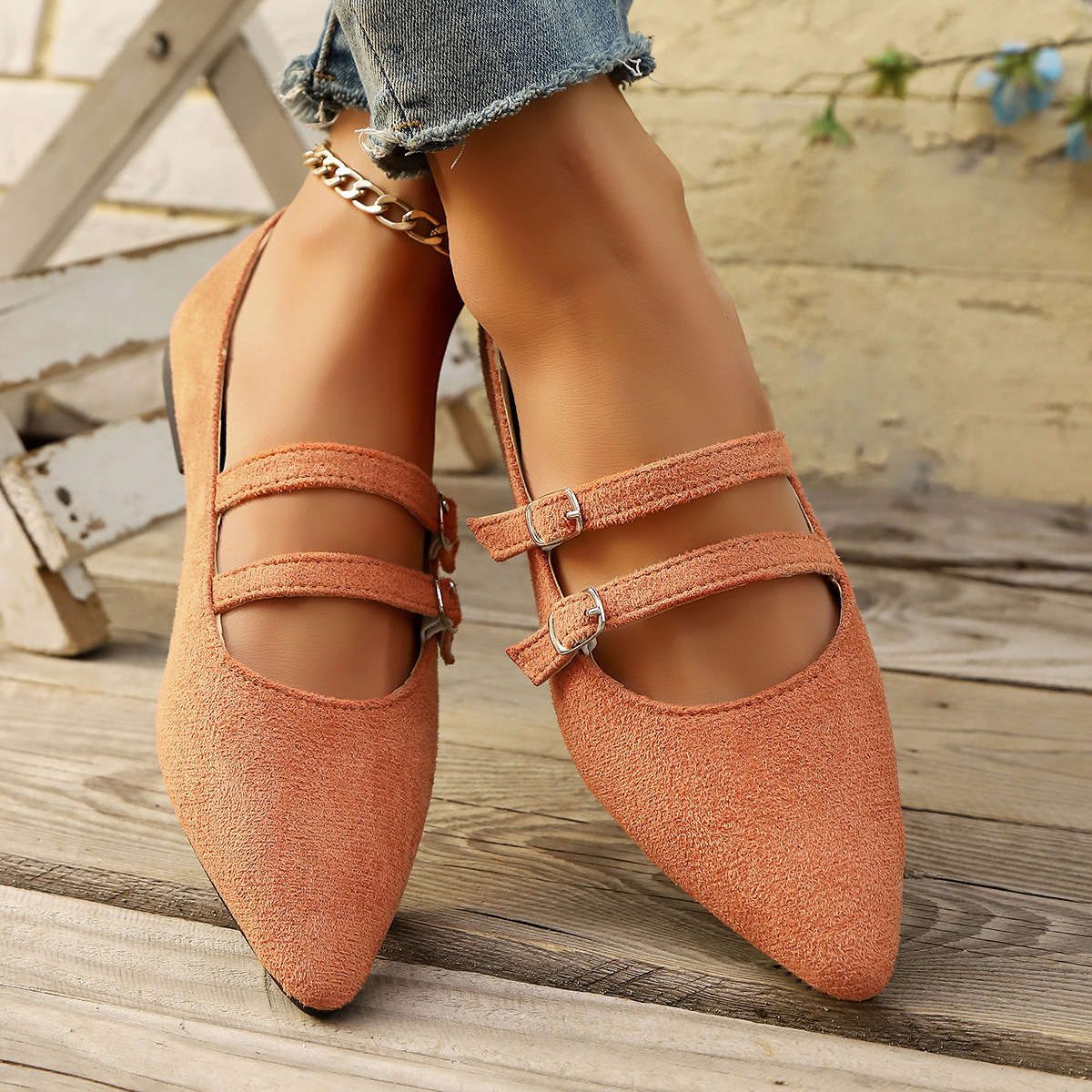 plus Size Leopard Print Suede Slip-On Shoes Pointed Toe Flat Summer Fashion Low Cut Women's Casual Shoes_voghion.com