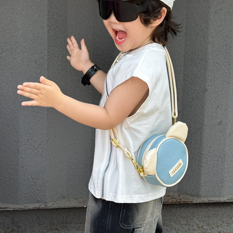 Cartoon Anime Little Bear Head Bolso de hombro para niños y niñas Mini lindo bolso de mensajero para bebés Bolso para niños de color de contraste de moda