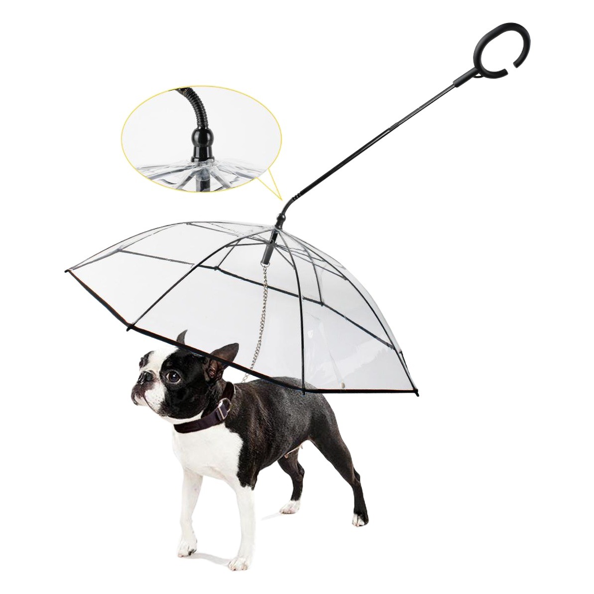 Cuerda de tracción para caminar para perros ajustable directa en días de lluvia Paraguas transparente para mascotas perro paraguas tipo C suministros para mascotas