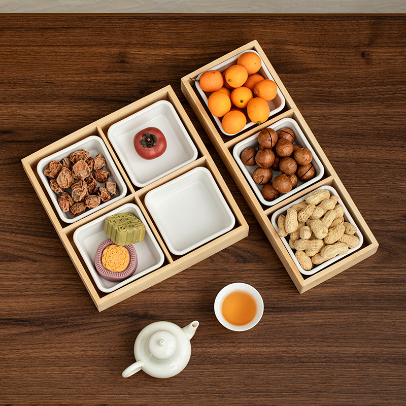 Simple Hot Pot Dish Plate, Barbecue Restaurant Ingredient Plate, Tableware, Grid Hot Pot Platter, Divided Tea Brewing Tray