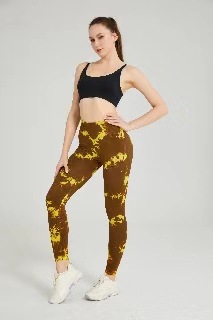 Versión gruesa talla S 200g + sin costuras pantalones de yoga de la aptitud de las mujeres Pantalones deportivos tie-dyed tie-float Hip-lifting pantalones Leggings