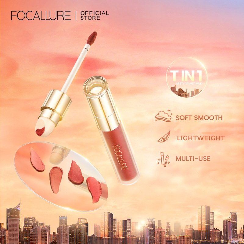 FOCALLURE哑光唇釉丝绒雾面唇泥显白不拔干易上色唇泥跨境专供款