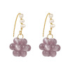 Purple woven small design earrings from pearl handmade, cat's eye, light luxury style, internet celebrity