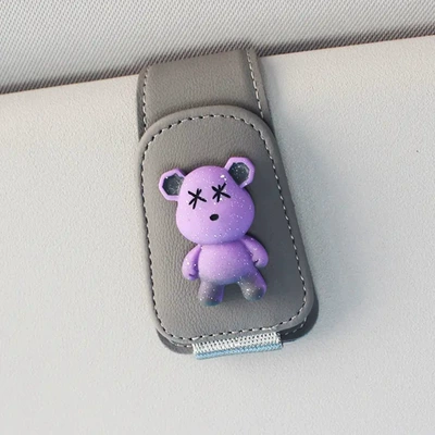 sunglasses card bill holder, Car Glasses Clip/Bill Clip - dark-gray-purple-bear