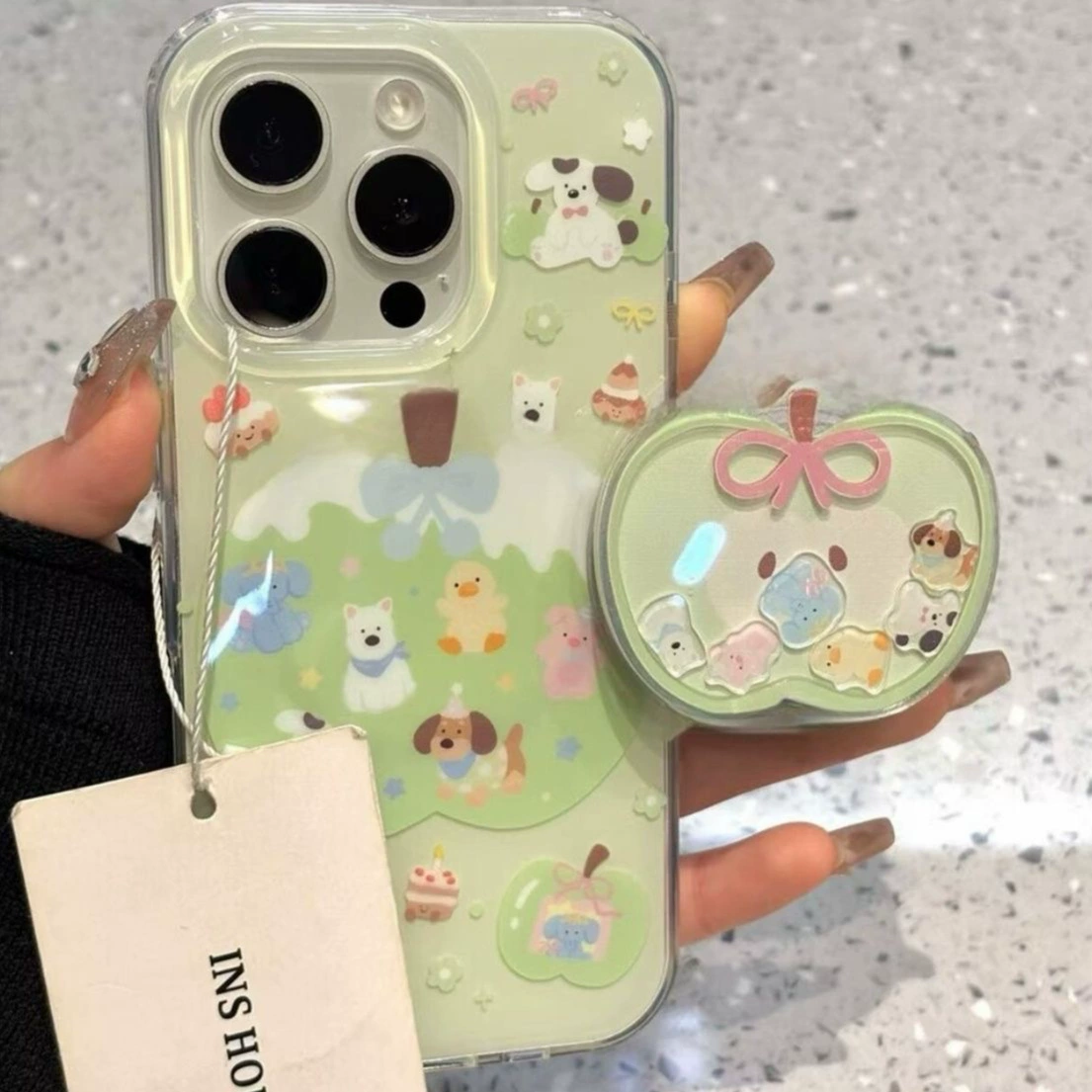 «Зелёное яблоко», Apple, совместимая накладка на телефон iPhone 15, чехол для телефона, с маленькими медведями, iphone, 16promax