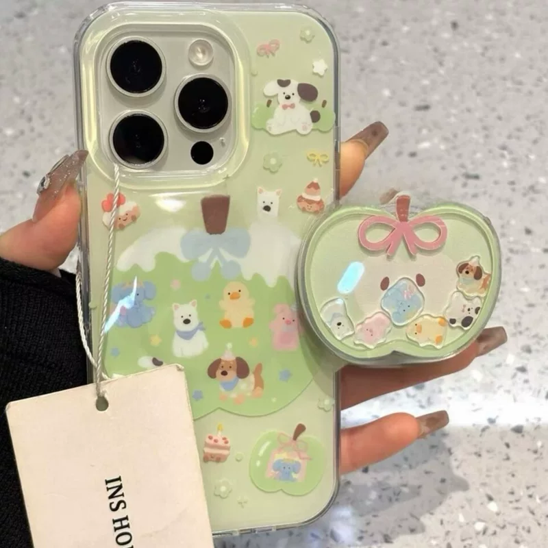 «Зелёное яблоко», Apple, совместимая накладка на телефон iPhone 15, чехол для телефона, с маленькими медведями, iphone, 16promax
