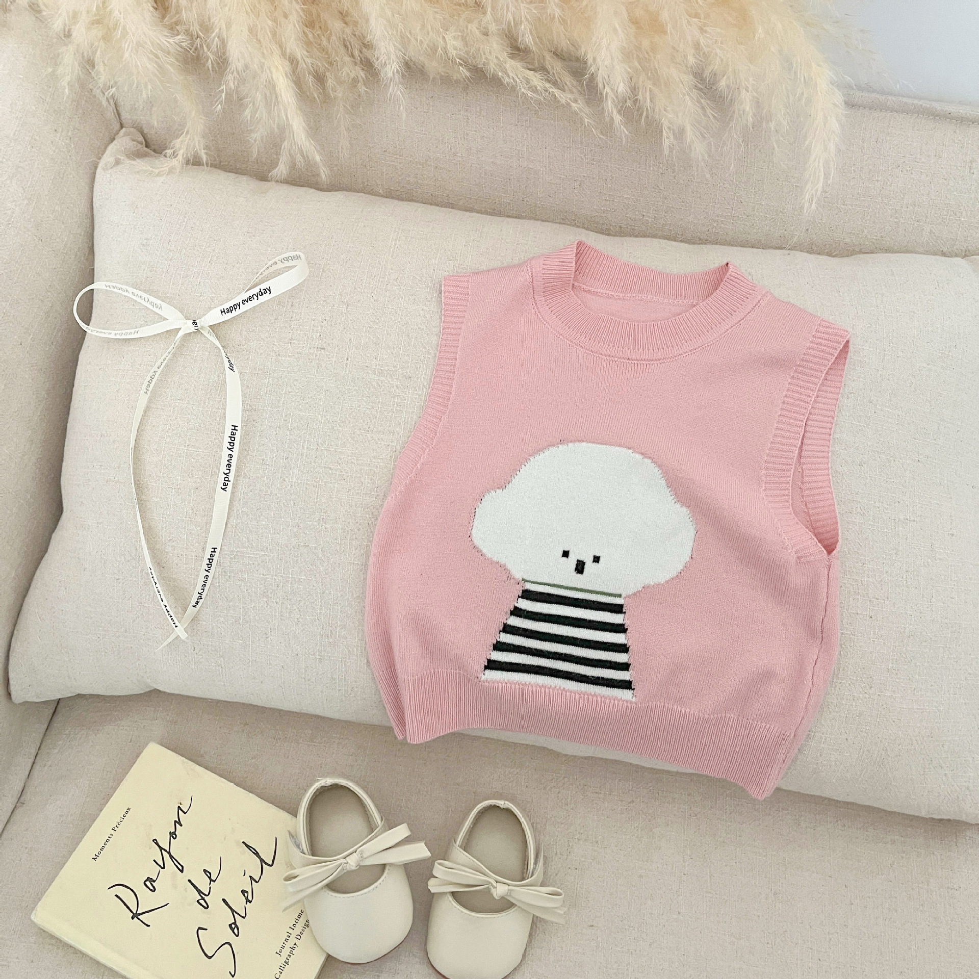 Bebé estilo occidental dibujos animados cachorro suéter chaleco coreano niña bebé suéter delgado chaleco de todo fósforo ropa infantil linda