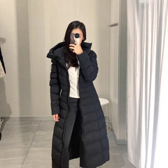 高品25年大鹅蒙家超轻鹅绒超长女士修身羽绒服休闲连帽外套