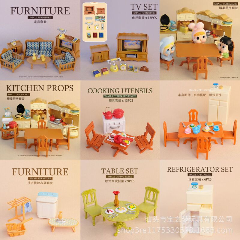 Cross-Border Hot Selling Play House Doll House Miniature Scene Small Furniture Mini Model Sofa Tv Kitchen Decoration Set Cross-Border Hot Selling Play House Doll House Miniature Scene Small Furniture Mini Model Sofa Tv Kitchen Decoration Set
