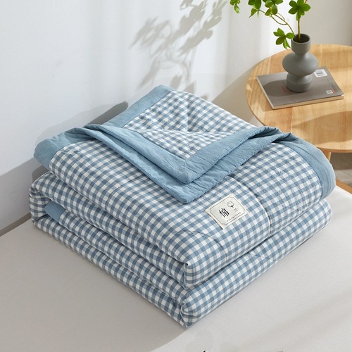 Air conditioner summer thin cotton blanket 100% pure cotton single and double bed dormitory summer cool blanket children's blanket machine washable