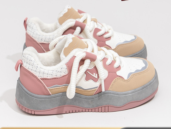 Zapatos cálidos y transpirables con estilo retro, zapatos blancos de suela gruesa con cordones y parte superior baja, zapatillas de nuevo diseño para estudiantes, venta al por mayor