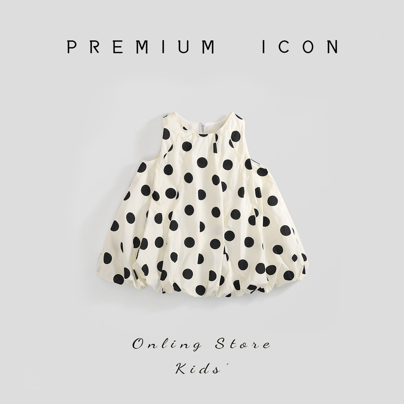 Girls' Polka Dot Vest Dress 2026 Summer New Style Baby Girl Sleeveless Flower Bud Dress Stylish Black Polka Dot Dress Girls' Polka Dot Vest Dress 2026 Summer New Style Baby Girl Sleeveless Flower Bud Dress Stylish Black Polka Dot Dress