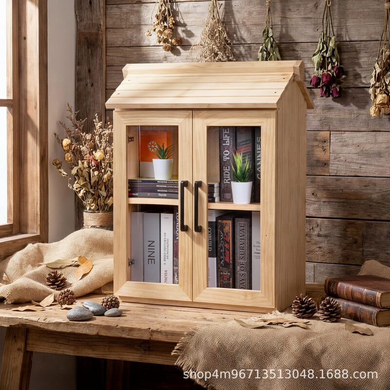 Cross-Border Hanging Outdoor Library Solid Wood Vertical Book Box Double-Compartment Magazine DIY Garden Decoration Storage Box