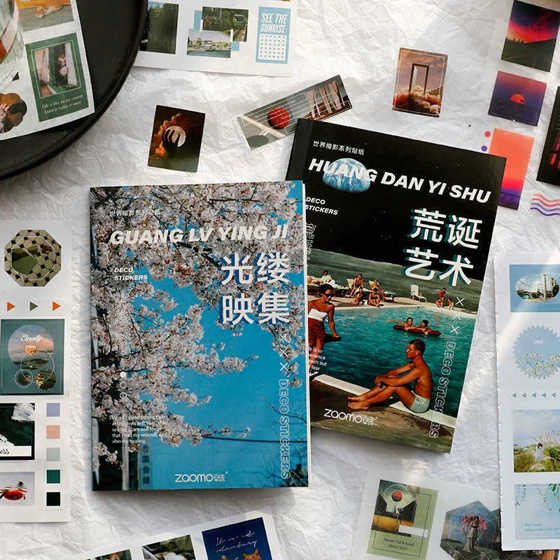 Книга-наклеек из японской бумаги, серия «Miniature World» — декоративные стикеры, 6 вариантов